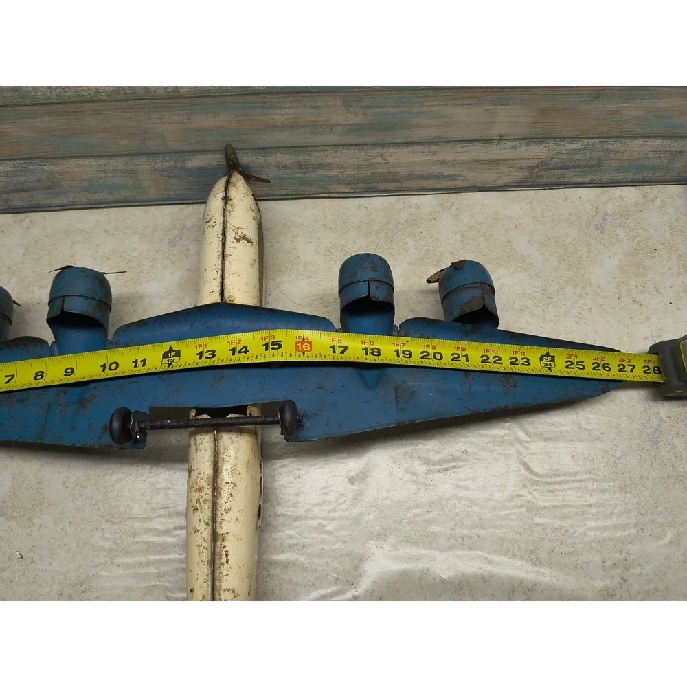 Large c40s Buddy L Pressed Steel TRANSPORT AIRPLANE Wood Wheels‎ AS IS SALE